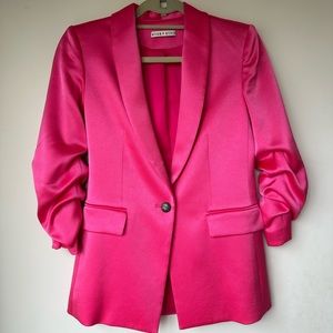 Alice and Olivia Sebastian Scrunch Sleeve Pink Blazer